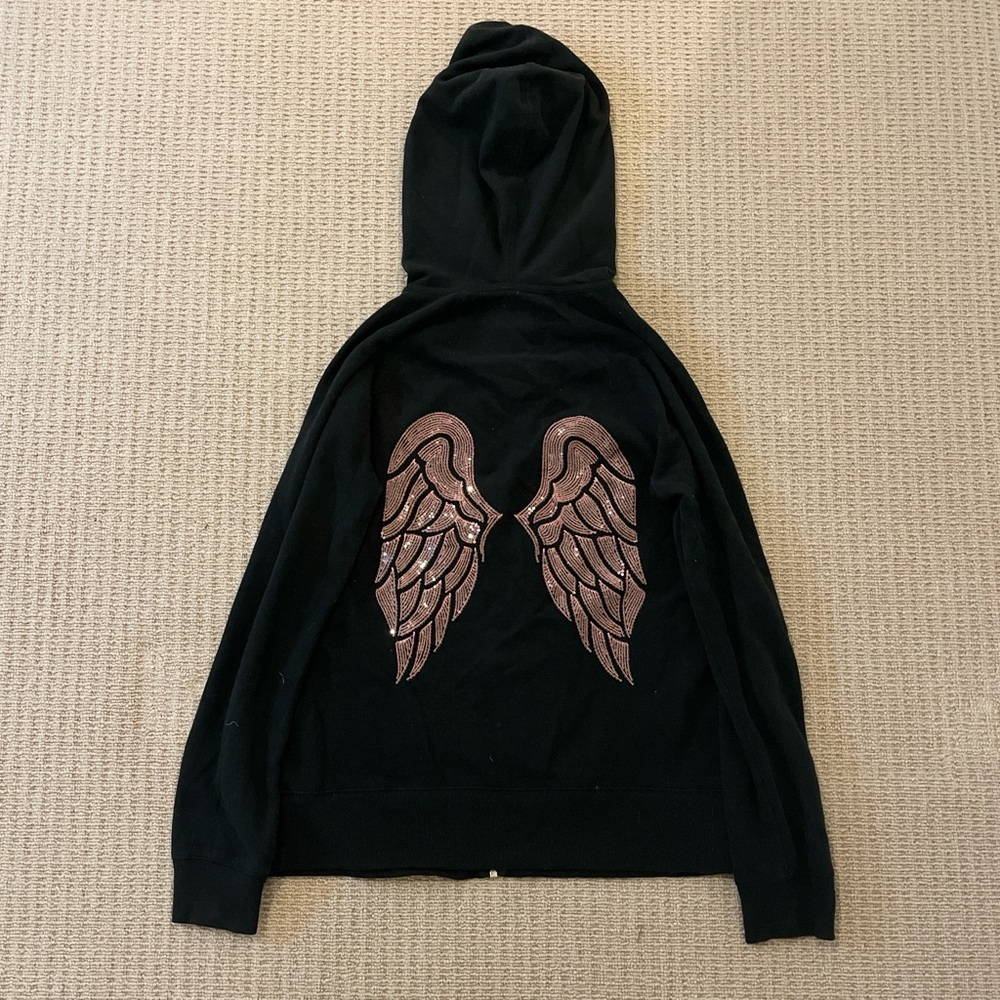 Black Victoria’s Secret angel wing zip up hoodie
